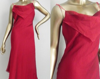 vintage bordeaux slip dress \ handkerchief dress \ asymmetrical evening dress