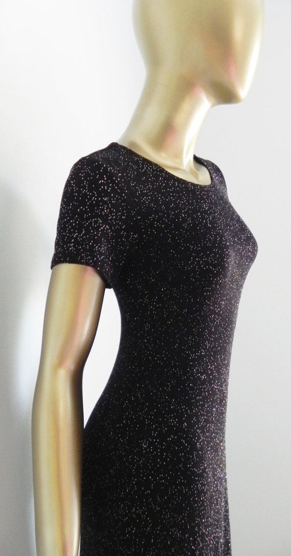 vintage black sparkling stretch dress \ rainbow g… - image 8