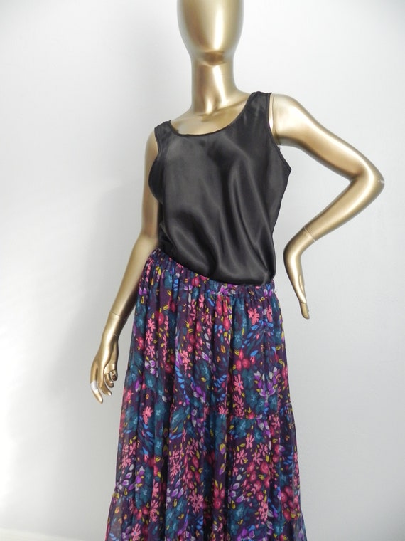 vintage purple floral skirt \ long full skirt \ l… - image 3