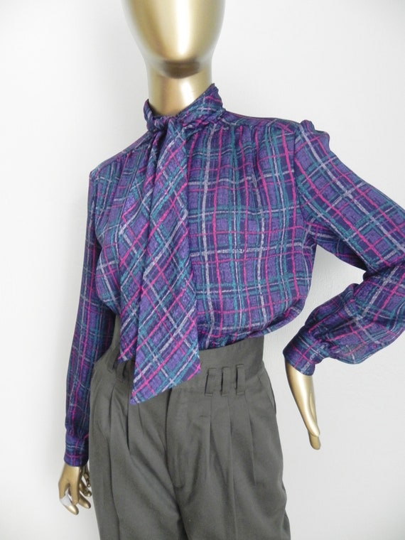 vintage purple striped blouse \ pussy bow 'secret… - image 10