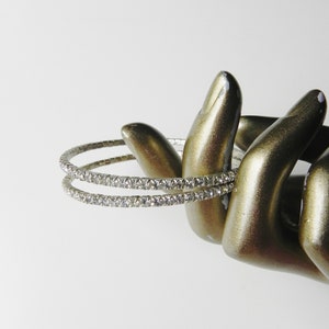 vintage rhinestone bangle duo \ 2 clear rhinestone bracelets \ arm candy