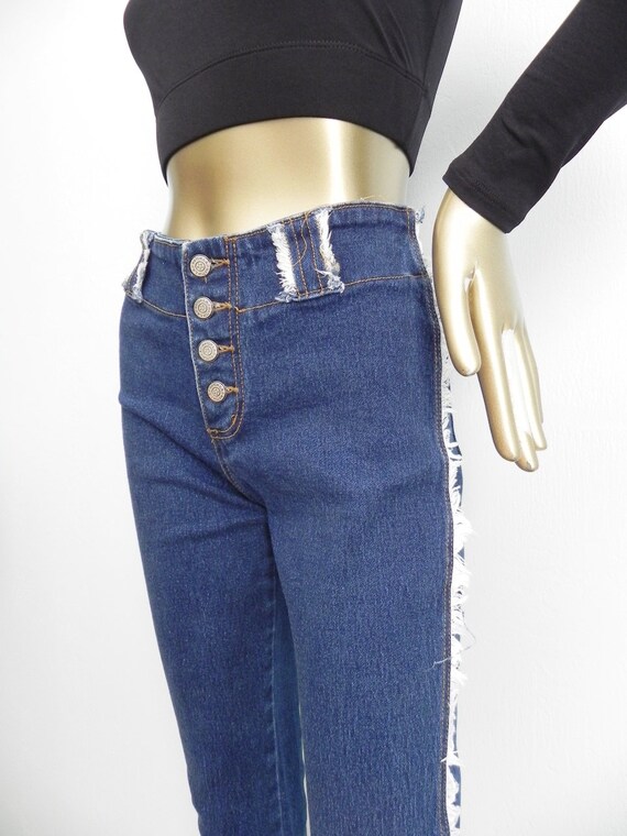 vintage flared leg jeans \ button fly jeans \ fra… - image 8