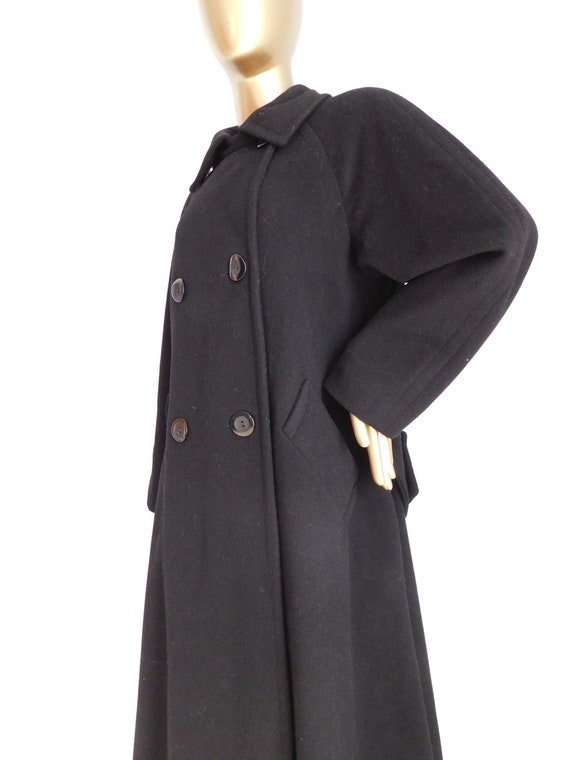 vintage black heavy overcoat \ long wool coat \ d… - image 9