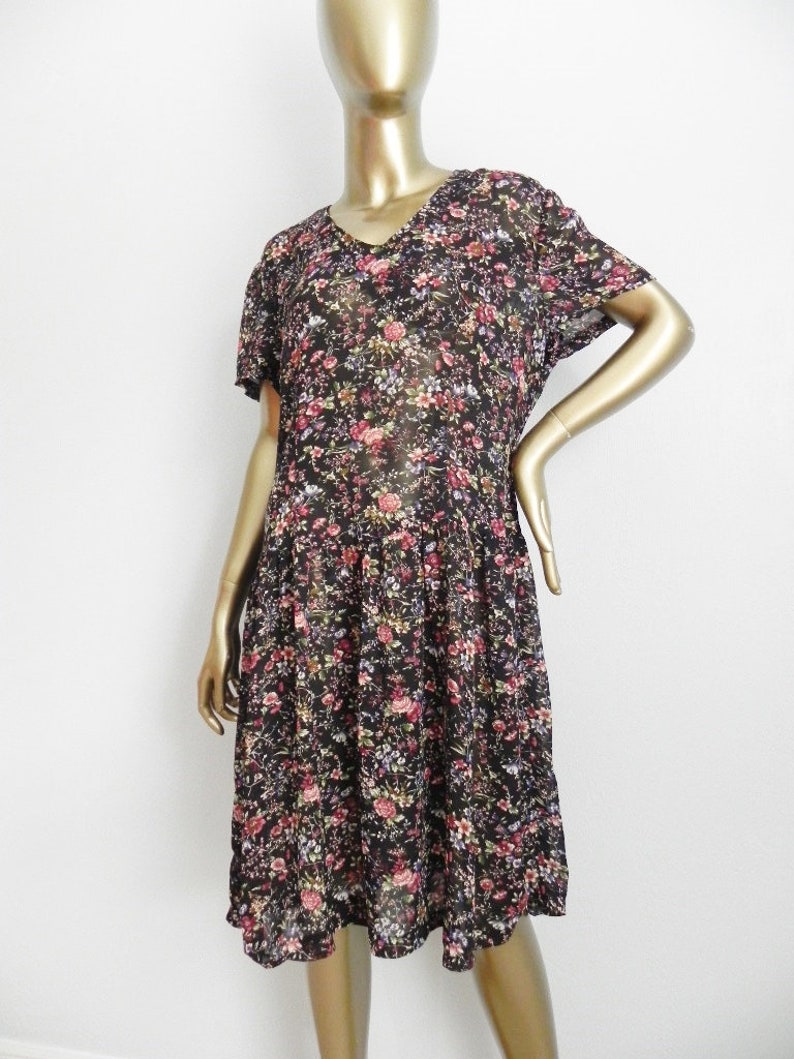 black sheer floral dress