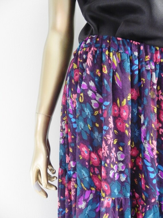 vintage purple floral skirt \ long full skirt \ l… - image 5