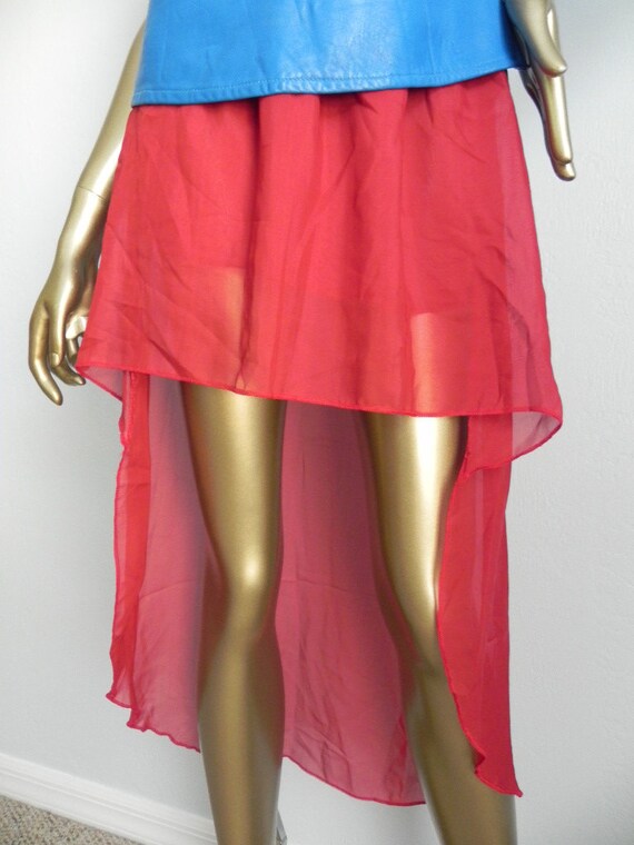 hi fi ~ sheer red fishtail skirt