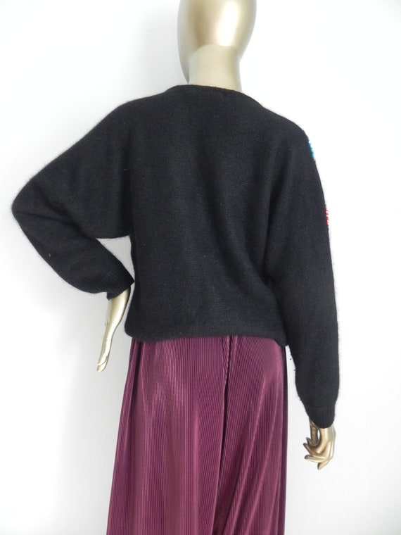 vintage black silk blend knit sweater \ angora pu… - image 4