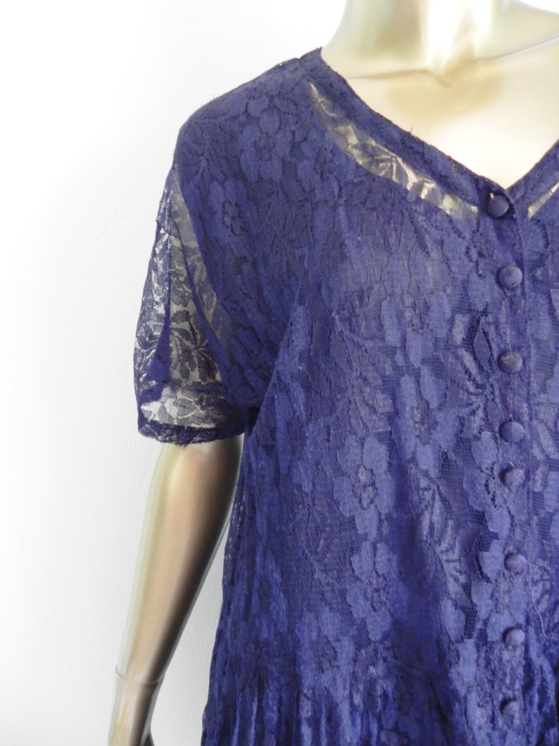 vintage blue lace layered babydoll dress mini dress loose blue frock image 4