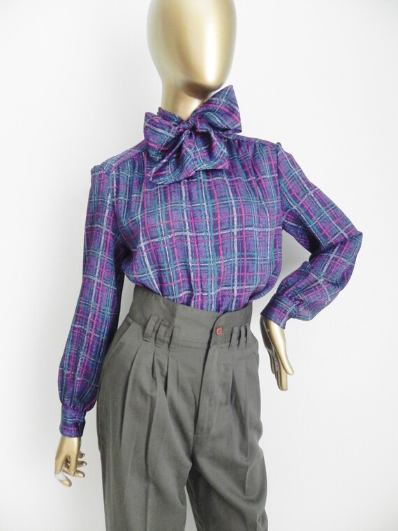 vintage purple striped blouse \ pussy bow 'secret… - image 2