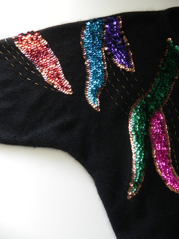 vintage black silk blend knit sweater \ angora pu… - image 8