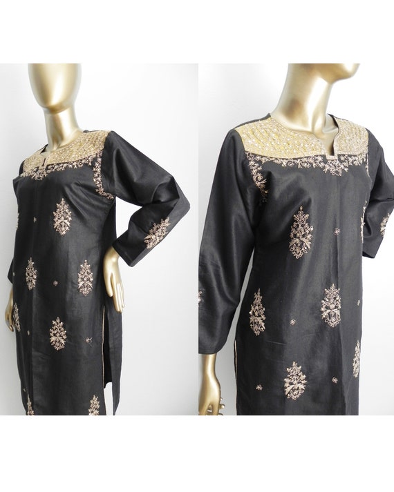 black and gold tunic dress
