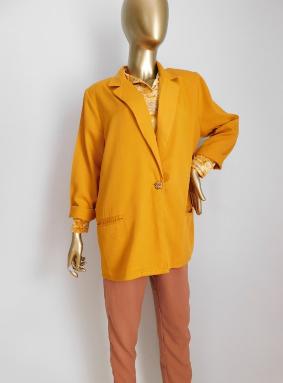 vintage mustard yellow blazer \ cotton blazer \ li