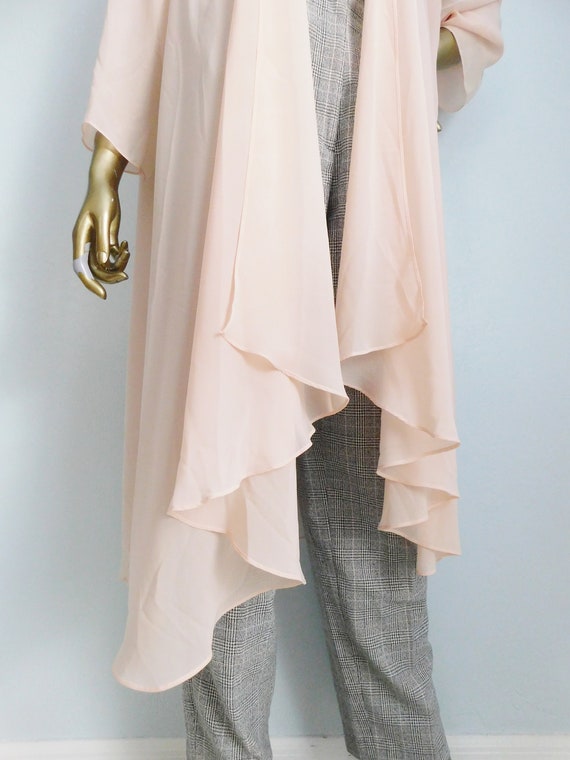 vintage pink chiffon duster \ long sheer evening … - image 7