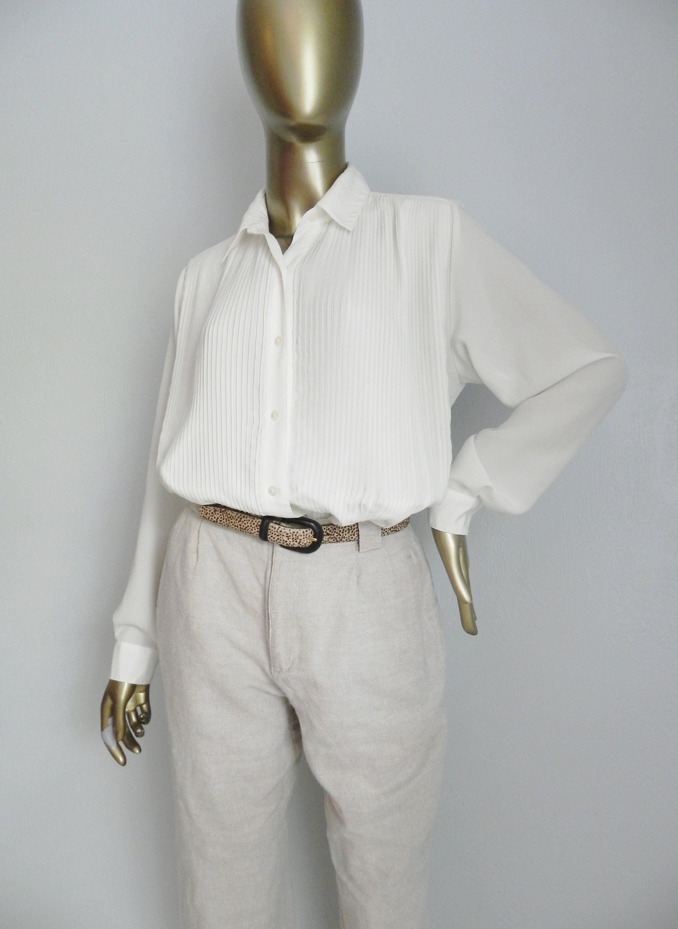 White Pintuck Blouse - Etsy