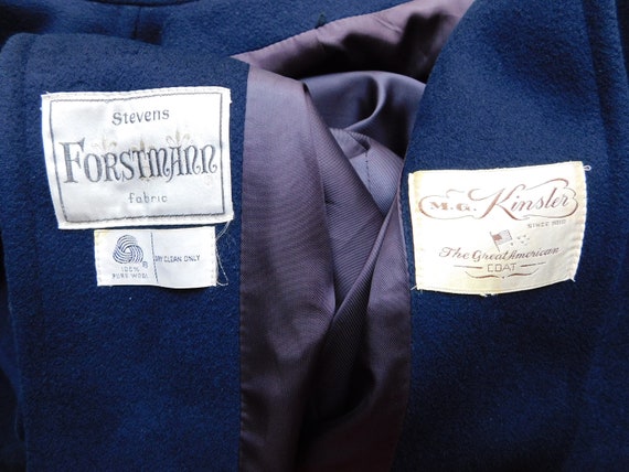 vintage navy blue wool overcoat \ man's winter ov… - image 6