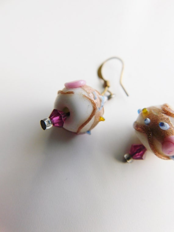 Vintage glass bead earrings \ dainty pretty littl… - image 4