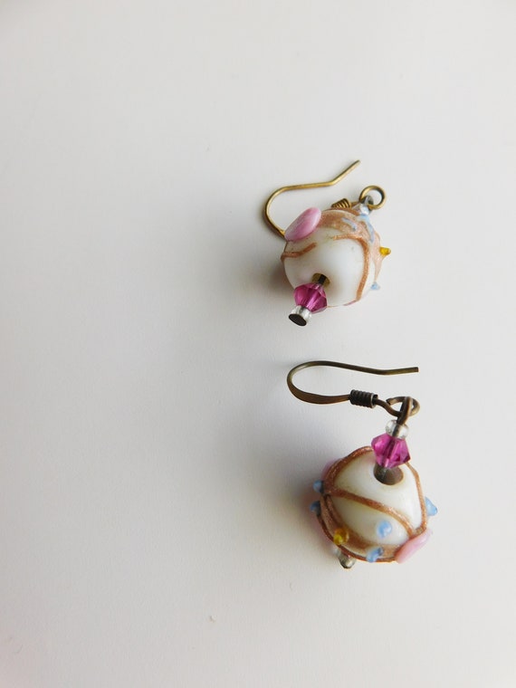 Vintage glass bead earrings \ dainty pretty littl… - image 8