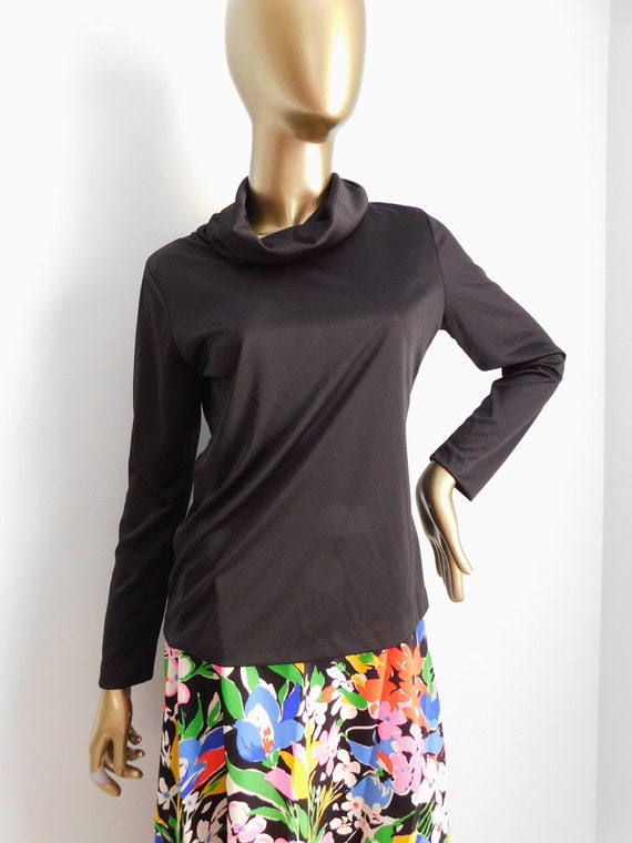 vintage black pullover \ black polyester blouse \… - image 10