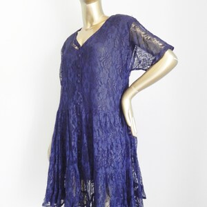 vintage blue lace layered babydoll dress mini dress loose blue frock image 7