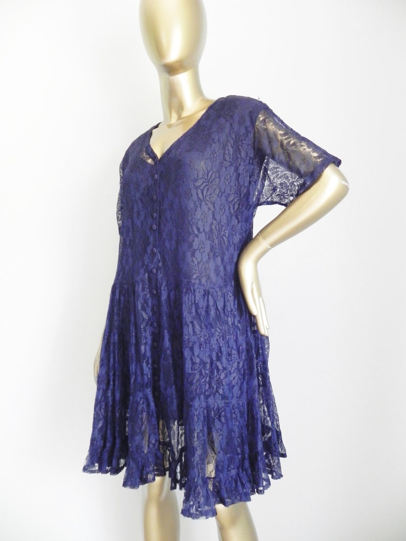 vintage blue lace layered babydoll dress mini dress loose blue frock image 7