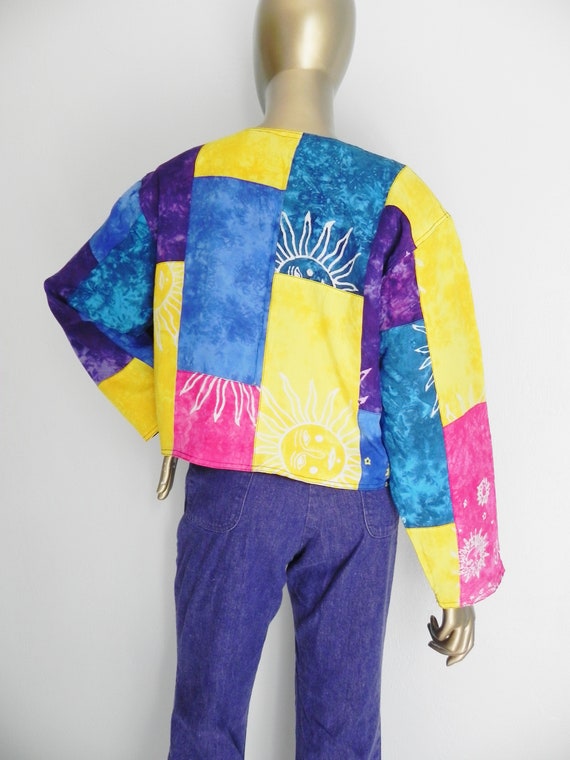 vintage colorful patchwork jacket \ lightweight j… - image 2