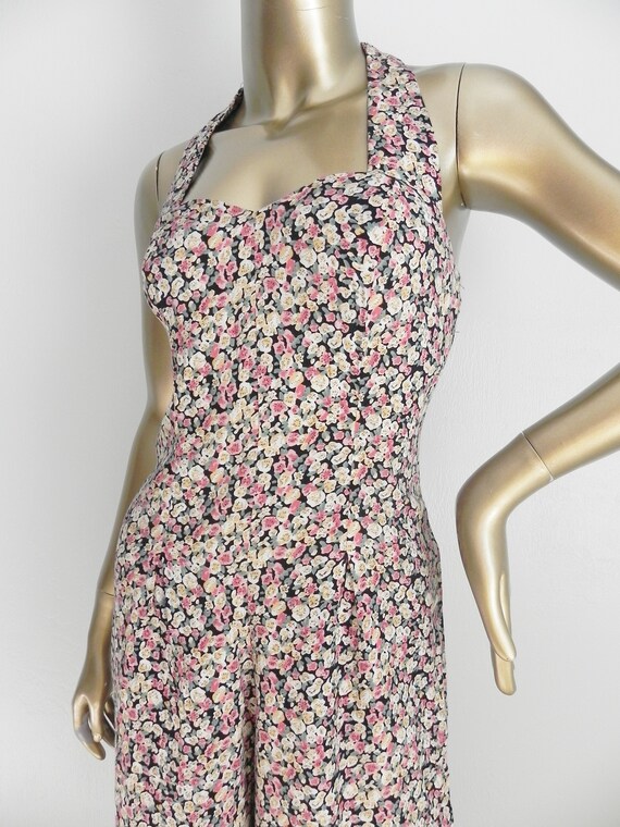 vintage floral romper \ pretty pansy print \ wide… - image 5