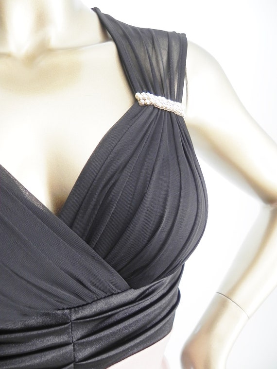 vintage mermaid gown \ black & tan formal dress \… - image 5
