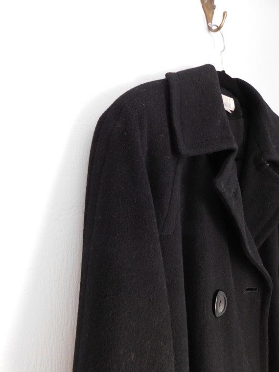 vintage black heavy overcoat \ long wool coat \ d… - image 7