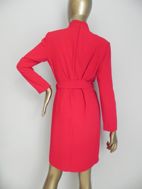 vintage red wrap dress \ fire engine red wow! \ o… - image 3