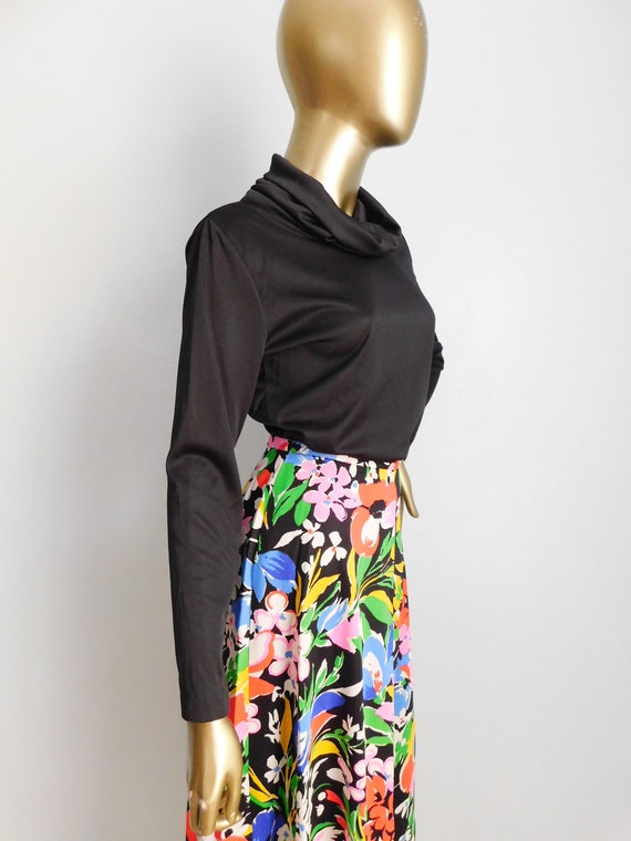 vintage black pullover \ black polyester blouse \… - image 5