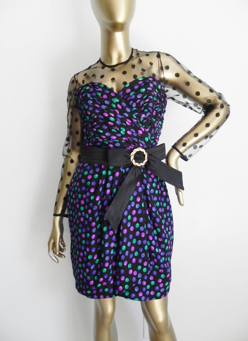 dot appropriate ~ silk polka dot netted party dress