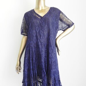 vintage blue lace layered babydoll dress mini dress loose blue frock image 2