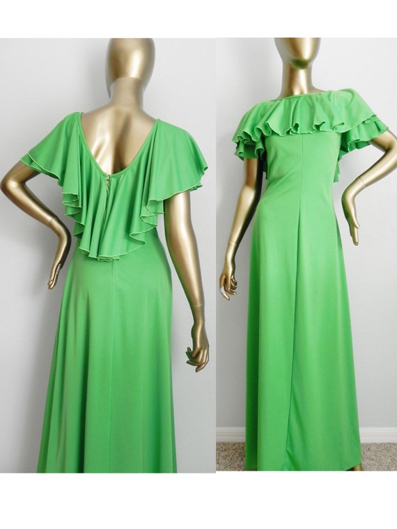 green cape dress