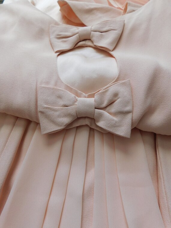 vintage pink sheath dress \ bows and train \ pret… - image 6