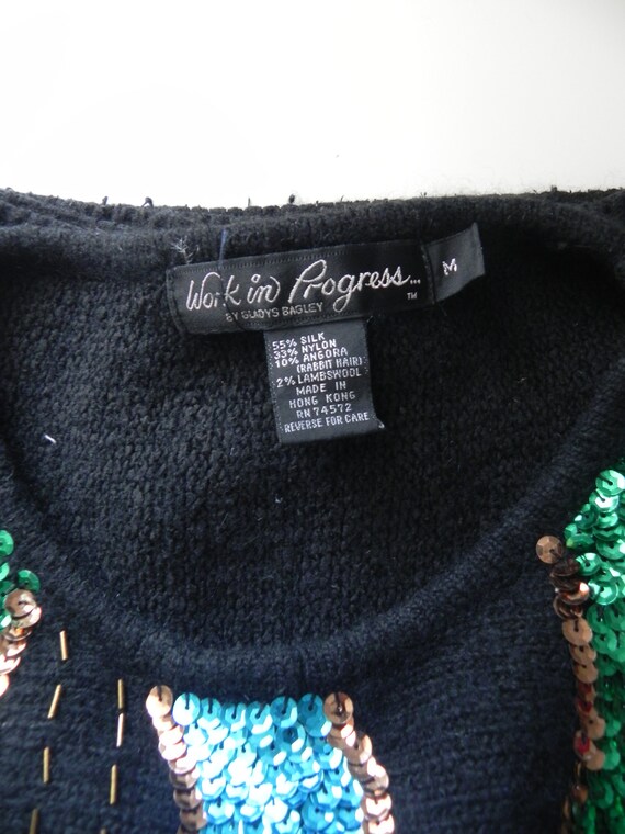 vintage black silk blend knit sweater \ angora pu… - image 6