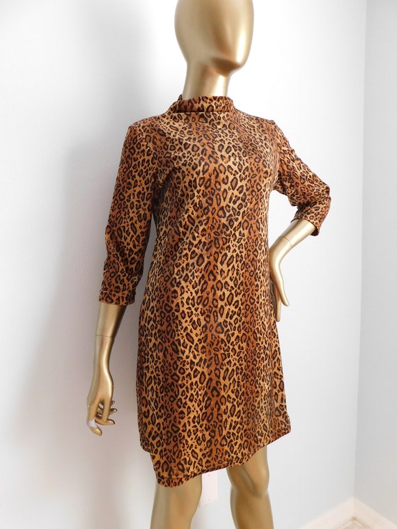 vintage cheetah print mini dress \ soft pullover … - image 3