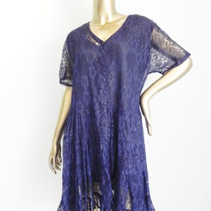 vintage blue lace layered babydoll dress mini dress loose blue frock image 10