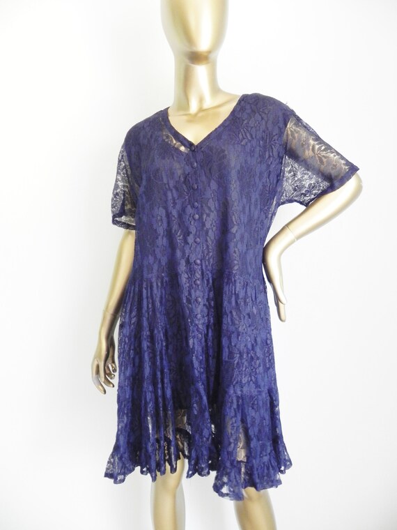 vintage blue lace layered babydoll dress \ mini d… - image 10