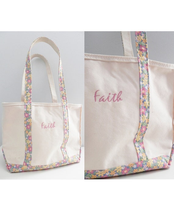vintage ivory canvas teacher's bag \ large floral