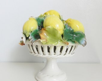 vintage lemon capodimonte \ fruit figurative sculpture \  Italian porcelain