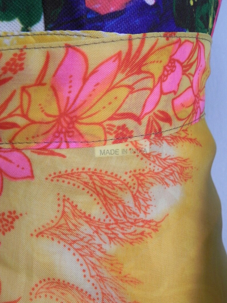 vintage bright yellow wrap skirt \\ long floral skirt \\ boho wrap around skirt