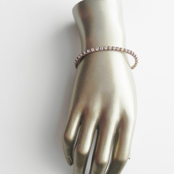 vintage rhinestone stretch bracelet \ clear glass bracelet \ dainty arm candy bracelet