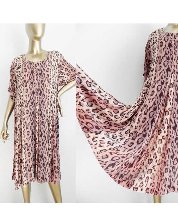 vintage leopard print shift dress \ loose dress \