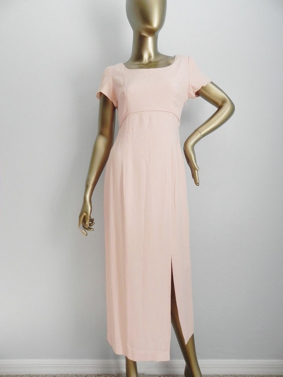 vintage pink sheath dress \ bows and train \ pret… - image 2
