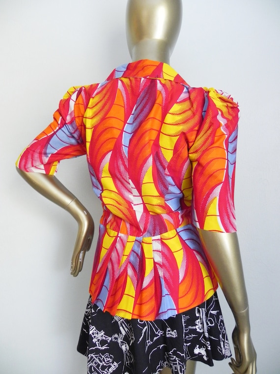 vintage handmade African wax print blazer \ brigh… - image 2