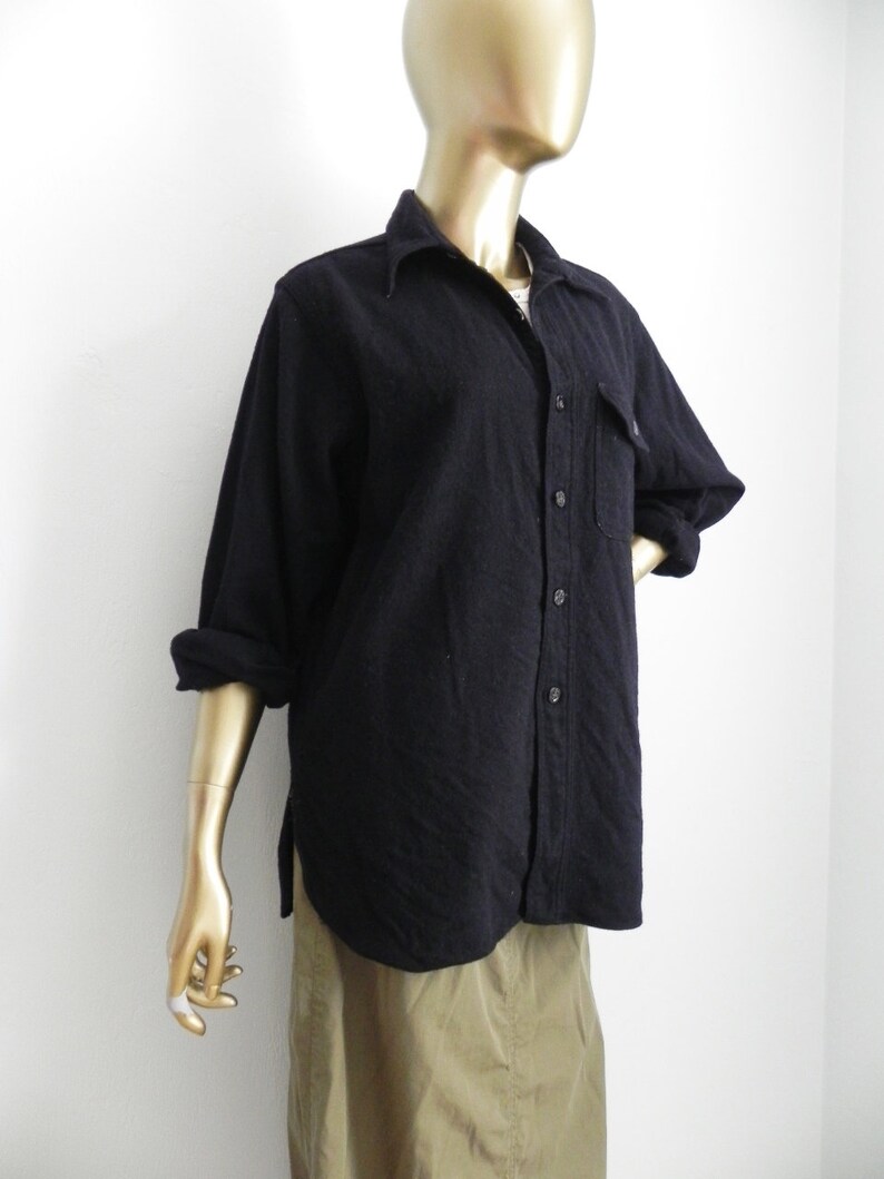 free wool ~ black button up shirt