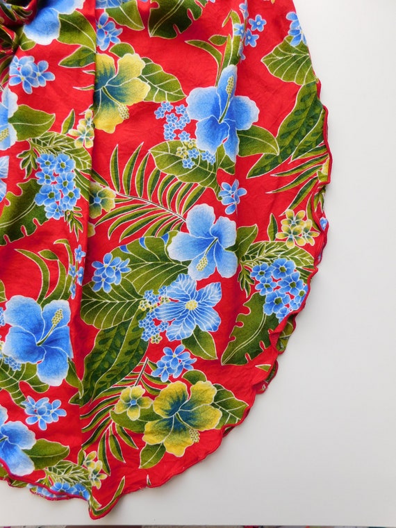 vintage red tropical floral skirt \ handkerchief … - image 9