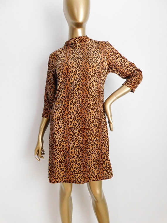 vintage cheetah print mini dress \ soft pullover … - image 2