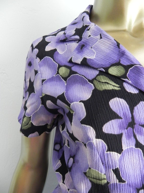 vintage purple floral duster \ fishtail top \ vib… - image 4