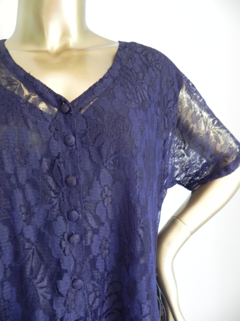 vintage blue lace layered babydoll dress mini dress loose blue frock image 3